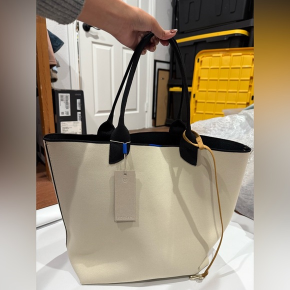 Rothy's Lightweight tote & The Wallet Wristlet in the Black Portobello Stripe - Picture 4 of 11